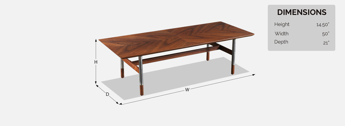 Jack Cartwright Steel & Walnut Coffee Table for Founders 