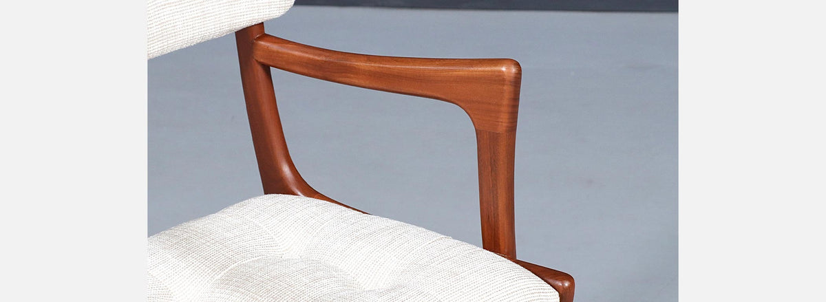Mid Century Modern Teak & Tweed Dining Chairs by Peter Hayward 