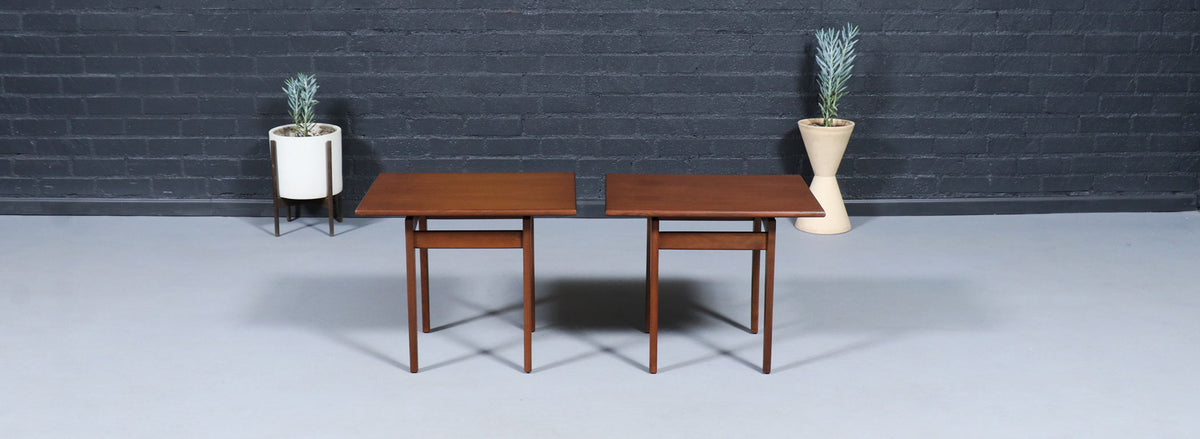 Jens Risom Floating Top Walnut Side Tables