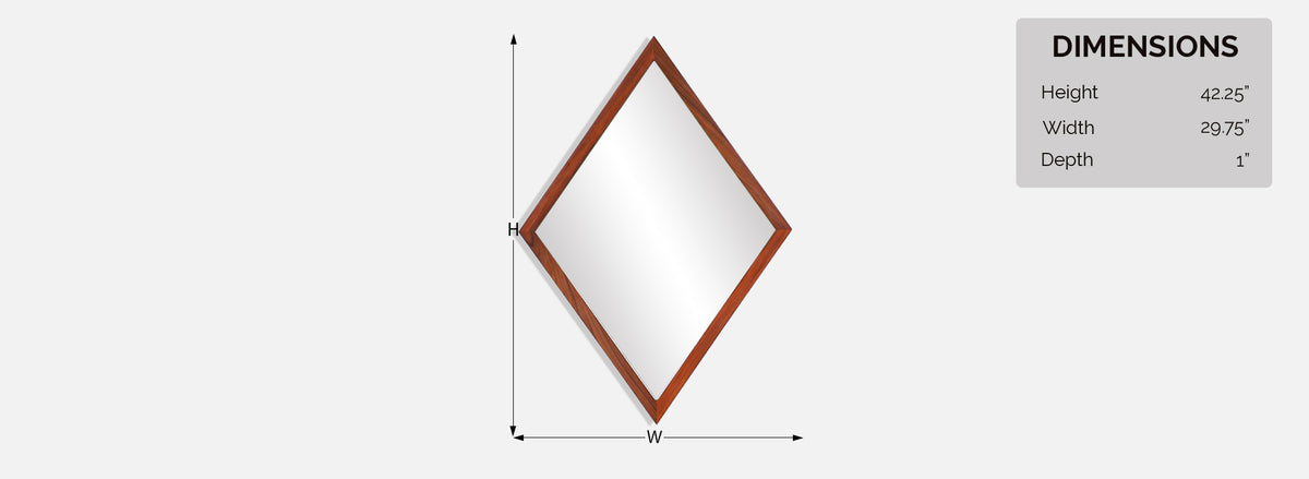Mid-Century Modern Diamond Style Rosewood Mirror