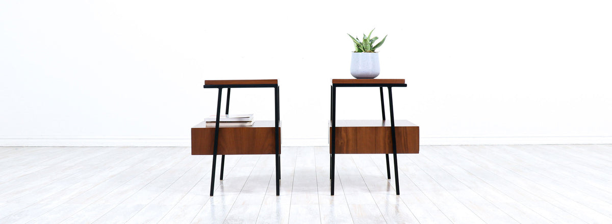 Mid-Century Modern Walnut Night Stands by Vista of California