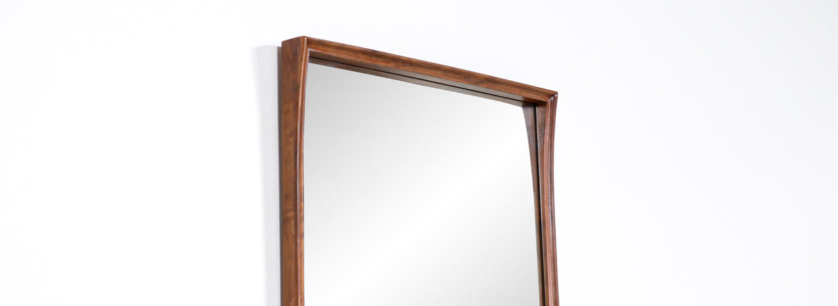 Mid-Century Modern Walnut Wall-Hanging Mirror