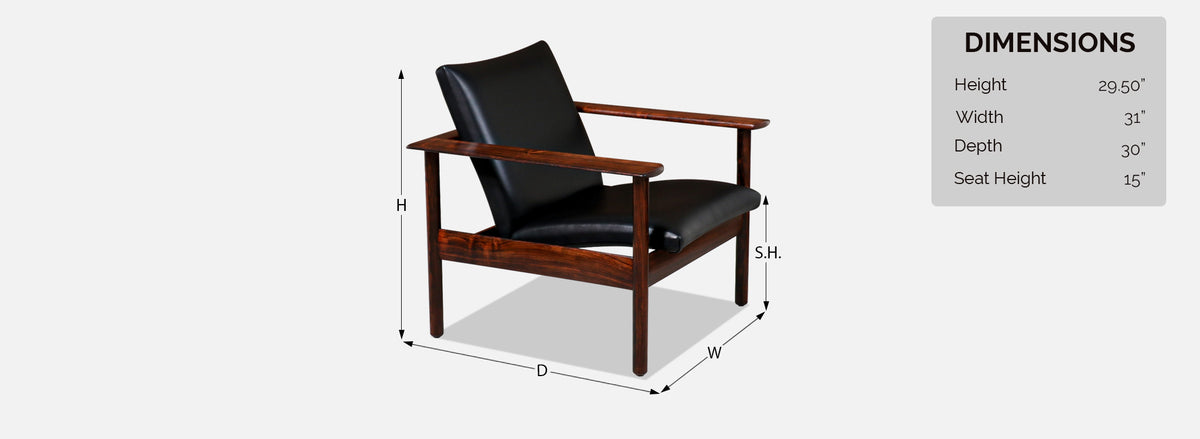 Nordic Modern Sculpted Rosewood Reclining Lounge Chair