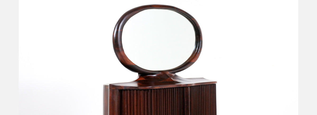 Studio Craft Solid Rosewood Tambour-Door Bachelor's Chest of Drawers