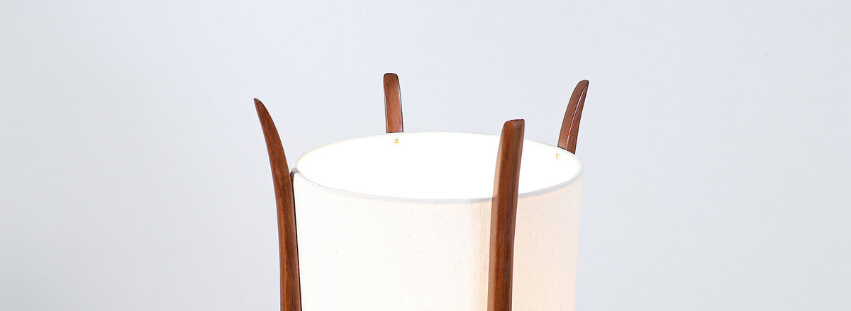 Pair of Mid-Century Modern Sculpted Walnut Table Lamps by Modeline