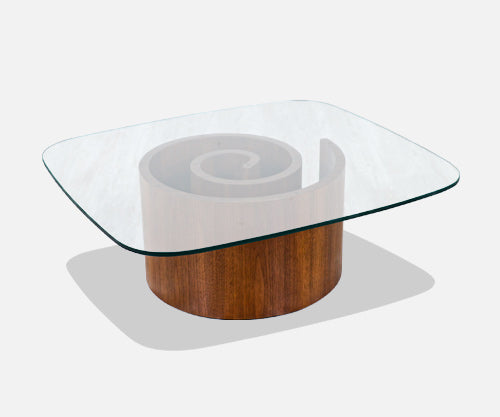 Vladimir Kagan Sculptural “Snail” Coffee Table with Glass Top for Selig