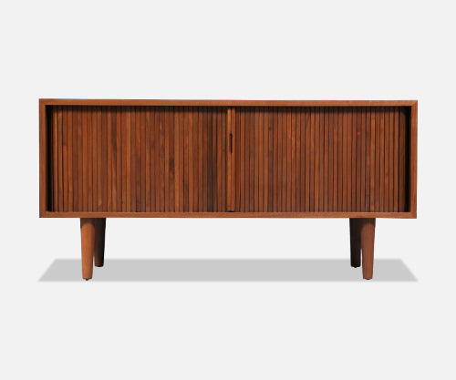 Californian Modern Low Profile Tambour-Door Credenza by Milo Baughman