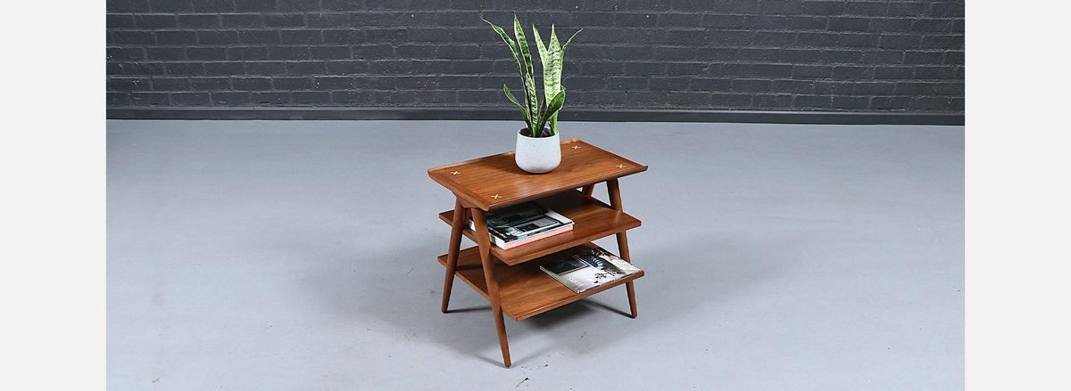Merton L. Gershun Pyramid Tier Table w/ Steel Accent for American of Martinsville