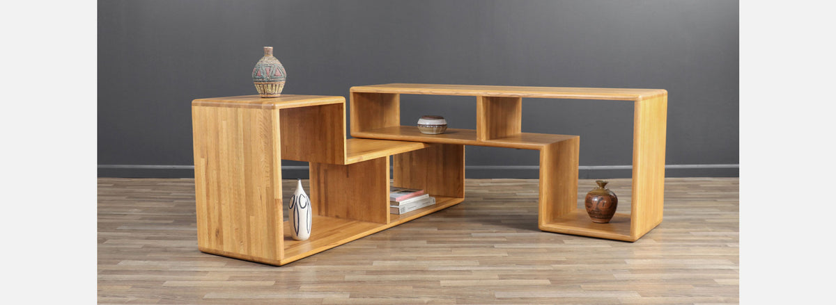 Mid-Century Modern Modular Oak Bookshelves System