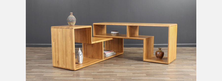 Mid-Century Modern Modular Oak Bookshelves System
