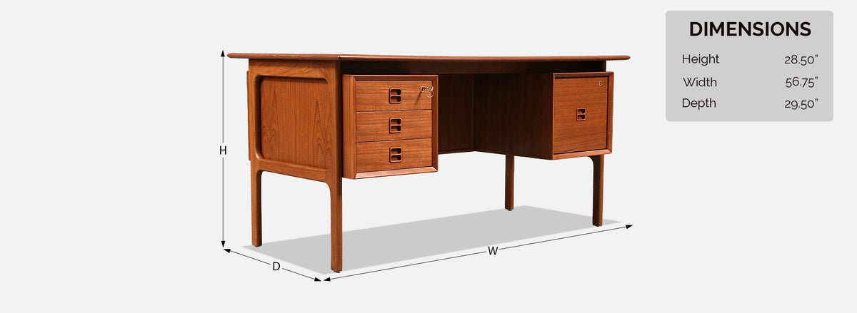 Erik Brouer Executive Teak Desk w/ Bookcase for Brouer Møbelfabrik
