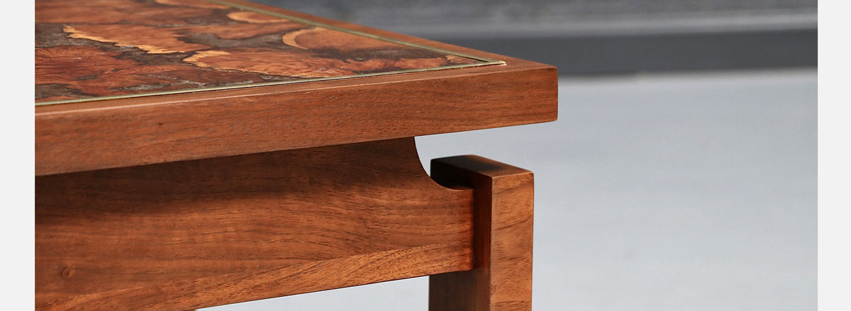 Mid Century Floating Top Walnut & Live Edge Side Tables by Lane