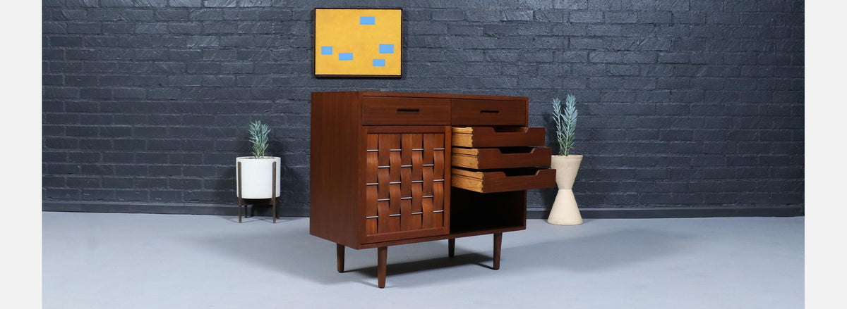 Edward J. Wormley Woven Front Cabinet for Dunbar