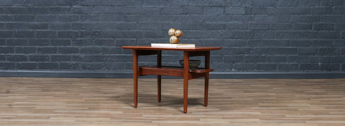 H.W. Klein Teak Side Table w/ Pull Out Tray for Bramin