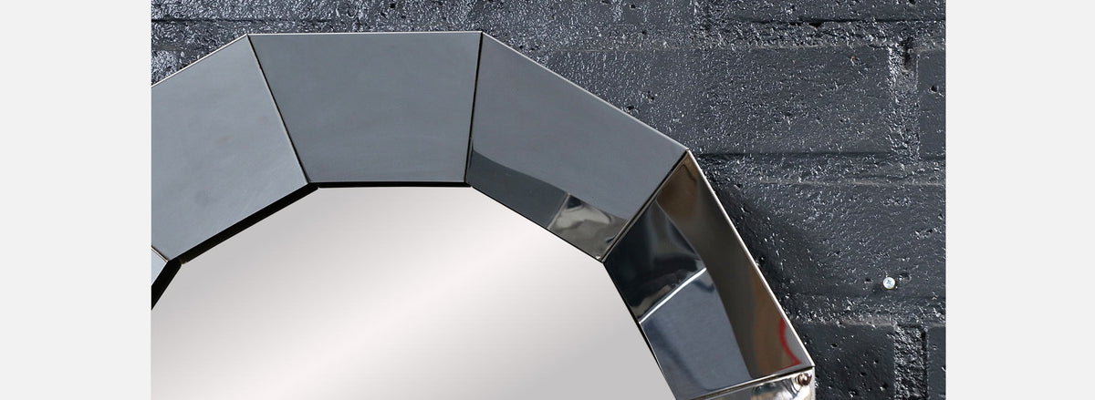 Vintage Curtis Jere Faceted Chrome Geometric Mirror for Artisan House