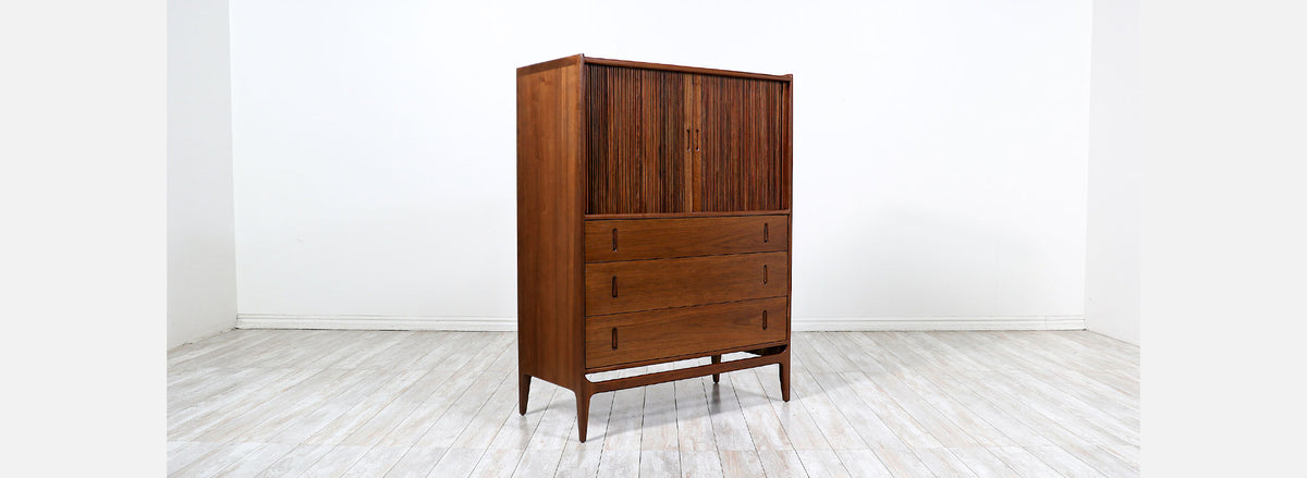 Richard Thompson Walnut Tambour-Door Chest for Glenn of California