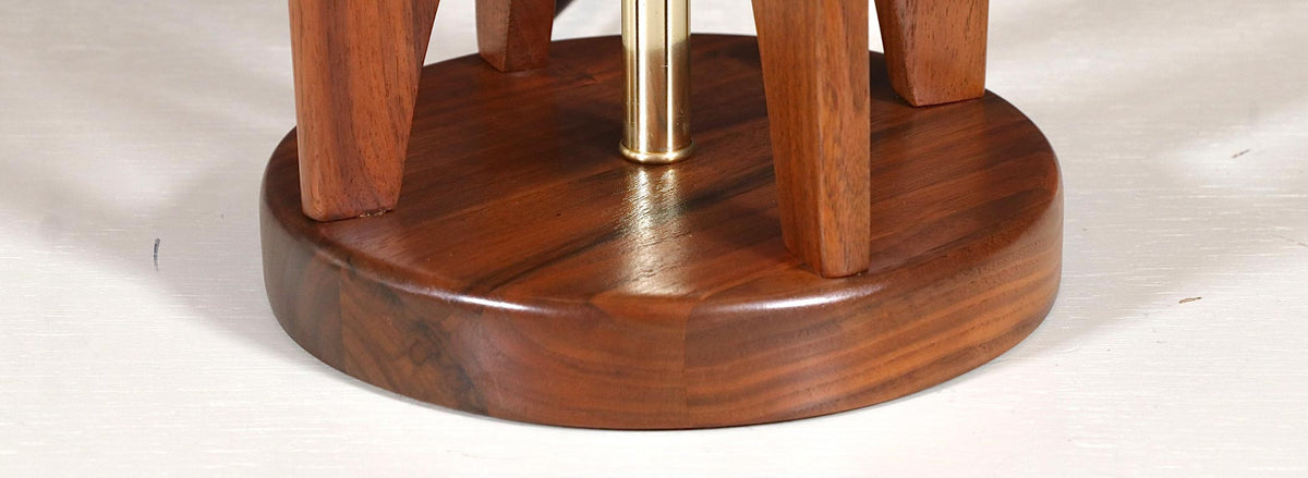 Mid Century Italian "Hourglass" Sculpted Walnut & Brass Table Lamp