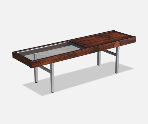 Danish Modern Rosewood & Glass Coffee Table