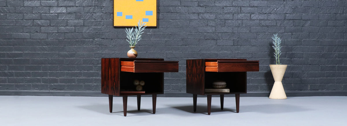 Mid-Century Rosewood Night Stands w/ Bookcase by Westnofa