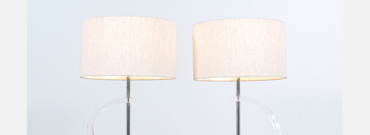 Mid-Century Modern Sculpted Lucite Table Lamps