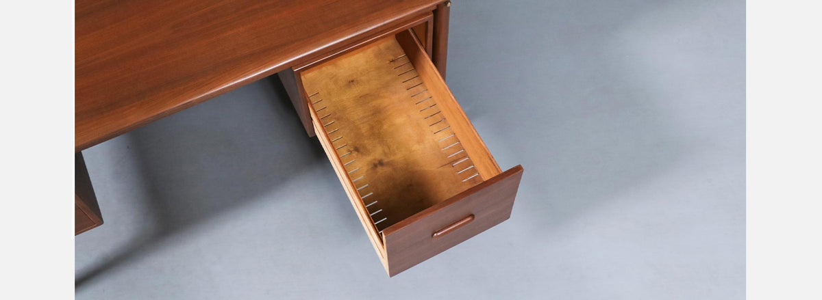 Danish Modern Executive Walnut Desk by Gunnar Schwartz