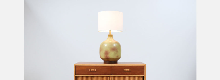 David Cressey Olive Green Pro Artisan Ceramic Table Lamp for Architectural Pottery