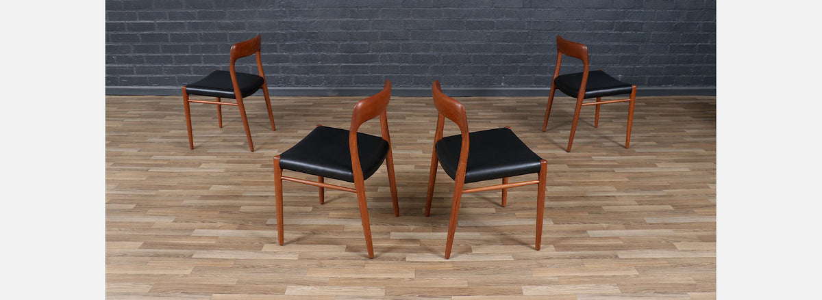 Niels Moller Model-75 Teak & Leather Dining Chairs