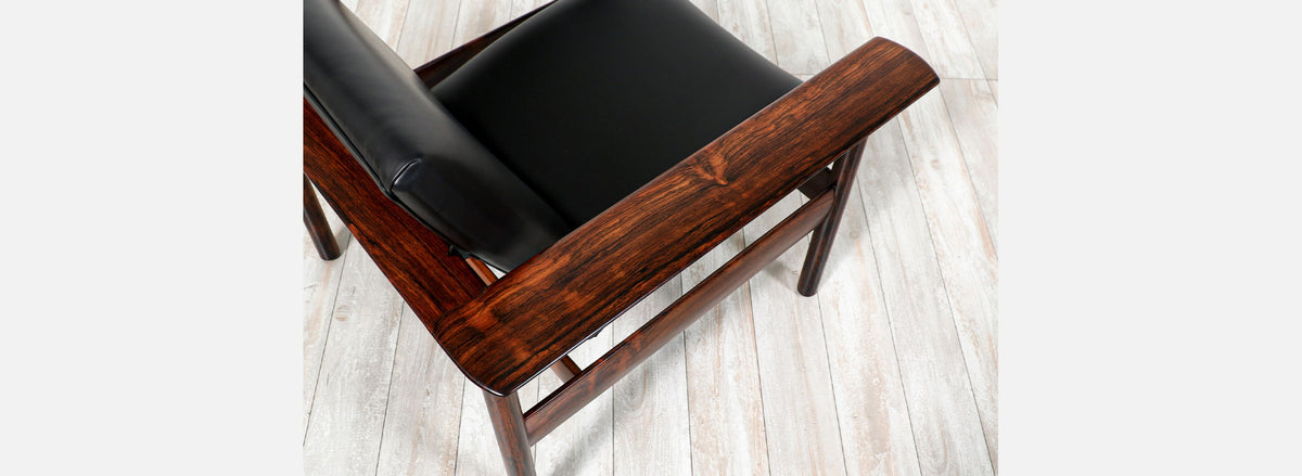 Nordic Modern Sculpted Rosewood Reclining Lounge Chair