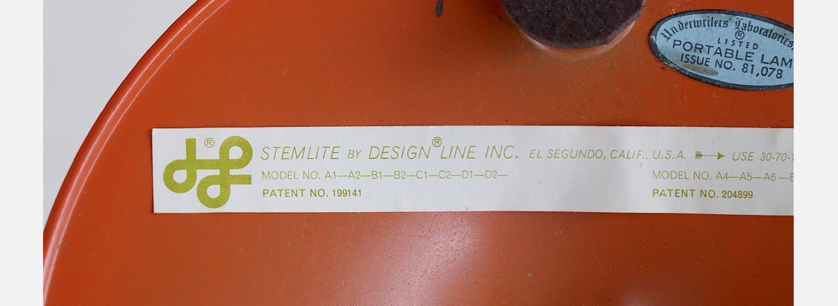 Bill Curry "Stemlite" Orange Mushroom Lamp for Design Line