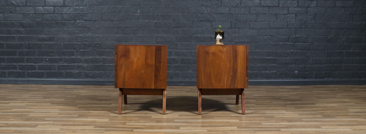 Mid-Century Californian Modern Sculpted Walnut Night Stands