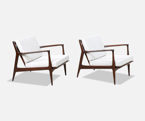 Pair of Danish Modern Sculpted Lounge Chairs by Ib Kofod-Larsen