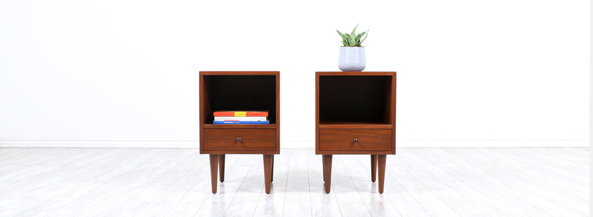 Milo Baughman Walnut Night Stands for Glenn of California