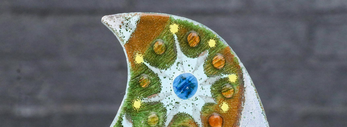 California Modern Enameled Bird Family Sculpture by Curtis Jere