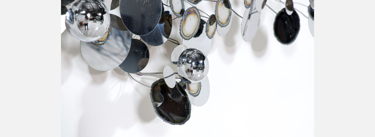Large Vintage Curtis Jere "Raindrop" Chrome Wall Sculpture for Artisan House