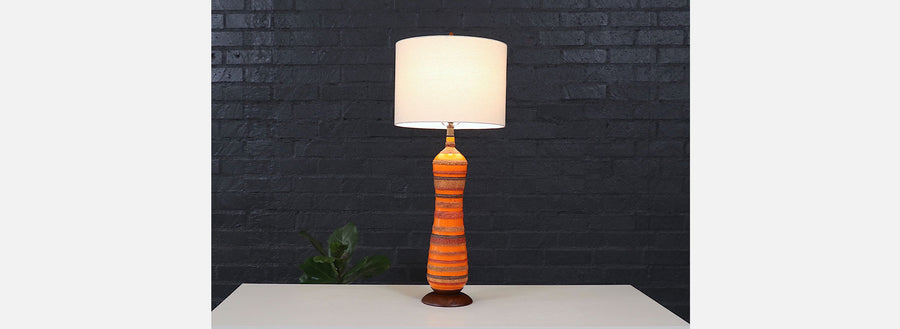 Mid-Century Modern Orange Glazed Ceramic Table Lamp by Phil-Mar