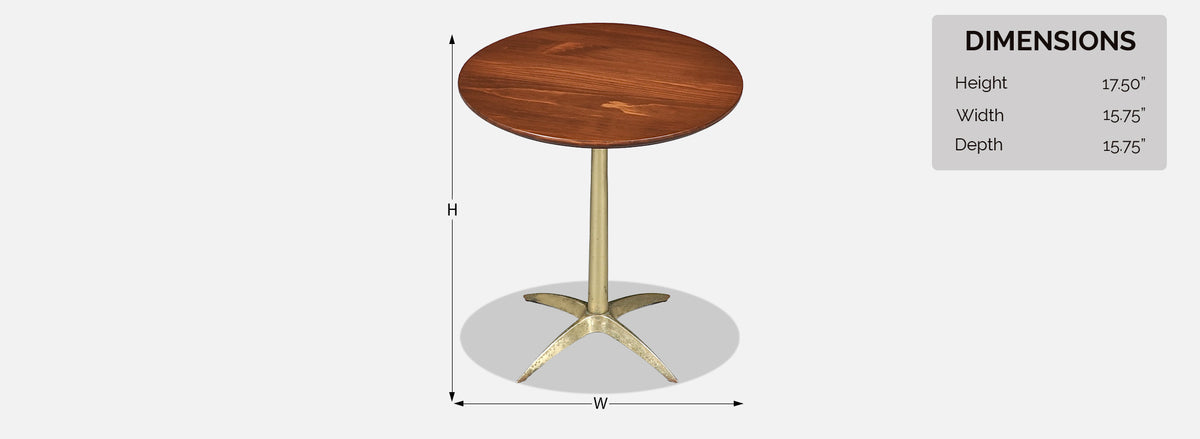 Mid-Century Modern Walnut & Brass Starburst Pedestal Side Table