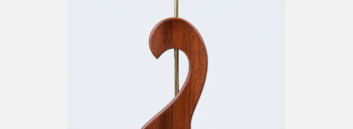 Mid-Century Modern Sculpted Walnut Swan Style Table Lamp