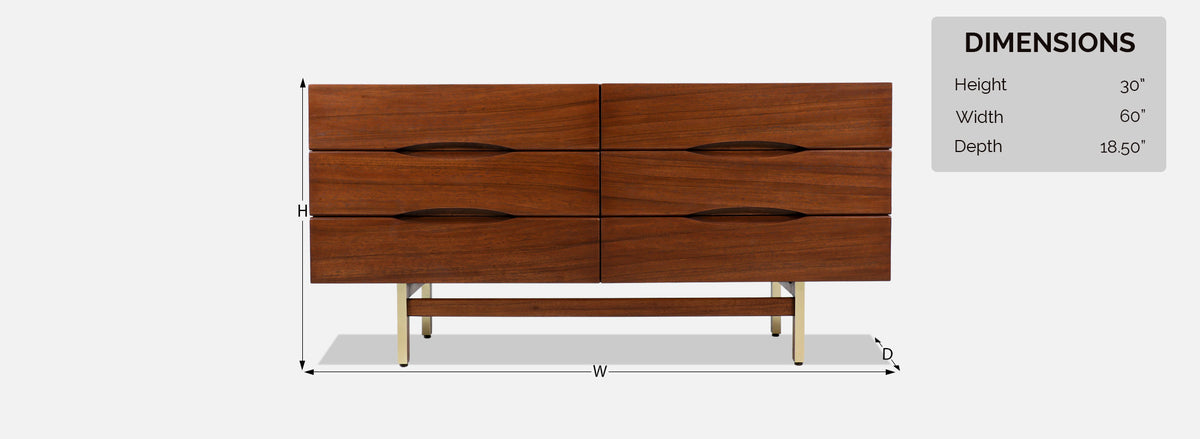 American of Martinsville Dresser with Brass Accents