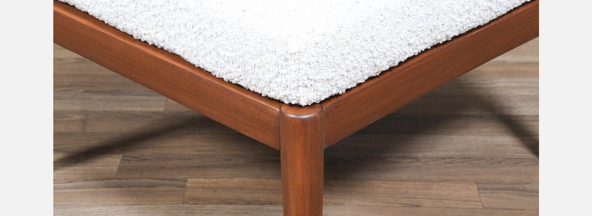 Swedish Modern Boucle & Leather Stool by Folke Ohlsson for Dux