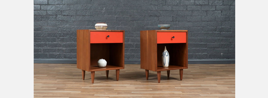 Milo Baughman Two-Tone Lacquered Night Stands for Glenn of CA 