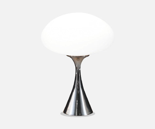 Laurel Chrome & Mushroom Frosted Glass Shade Lamp 