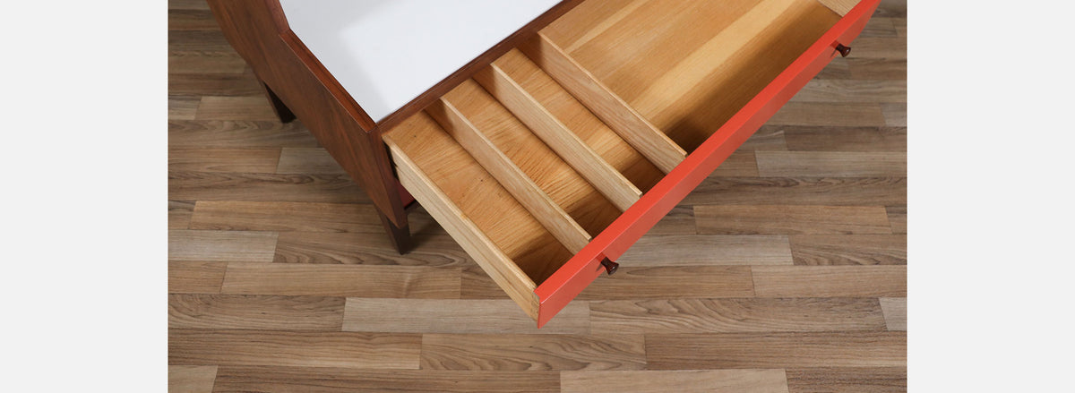 Kipp Stewart Two Tone Lacquered & Walnut Bookshelf for Glenn of CA 
