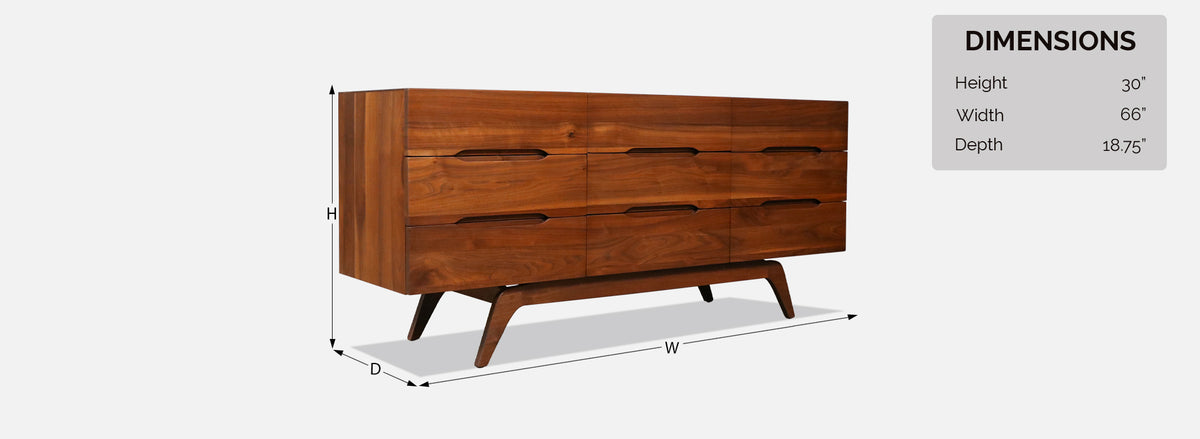 Mid-Century Californian Modernist Sculpted Walnut Dresser