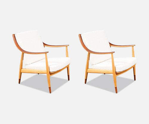 Peter Hvidt Model FD-146 Teak & Birch Lounge Chairs