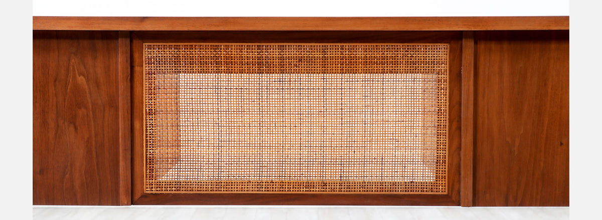 Jack Cartwright Walnut & Cane Executive Desk for Founders Co.