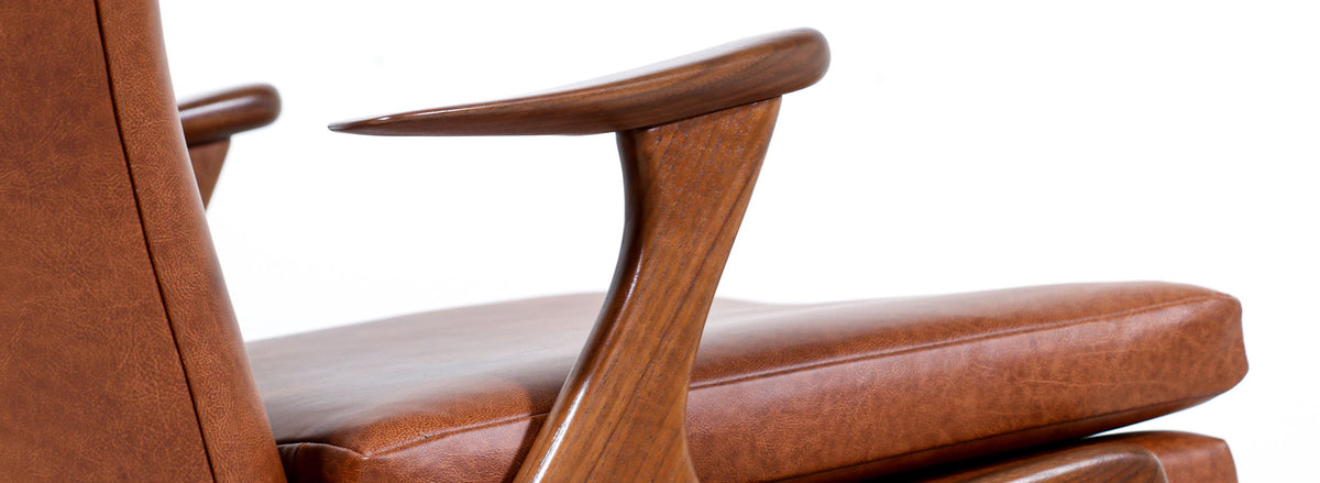 Kurt Østervig Cognac Leather Wing Chairs for Rolschau Mobler