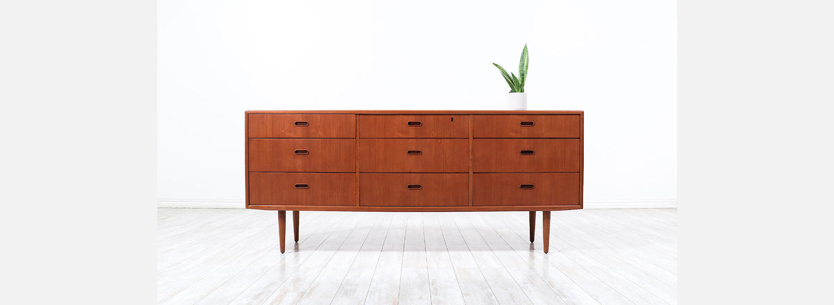 Danish Modern Teak 9-Drawer Dresser by Falster