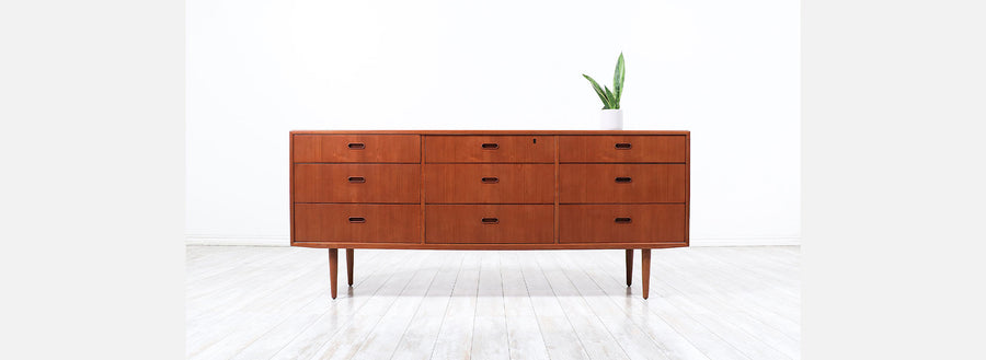 Danish Modern Teak 9-Drawer Dresser by Falster