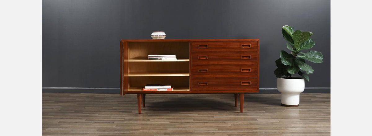 Carlo Jensen Rosewood Credenza with Bi-Folding Door 