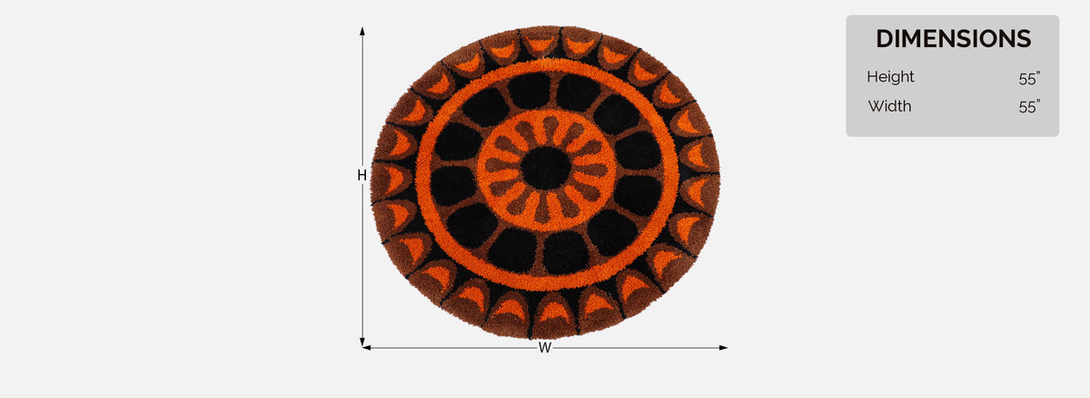 Mid-Century Modern Circular Shag Wool Rug 
